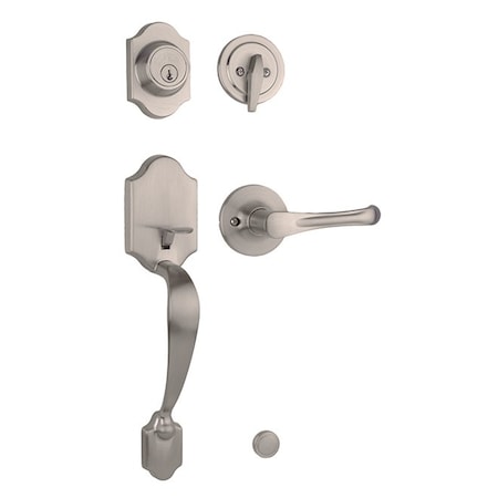 Weslock Parkside Single Cylinder Handleset with Somerset Trim Satin Nickel 02820-NVNFR2D